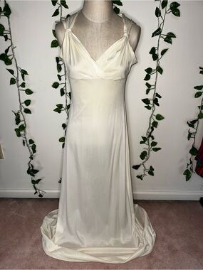 Miss Dior Yellow Cream Satin Style Flowy Slip Gown
